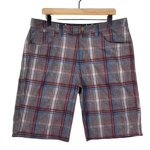 Travis Mathews Shorts Mens 34 x 10.5" Plaid Hybrid Golf Performance Stretch